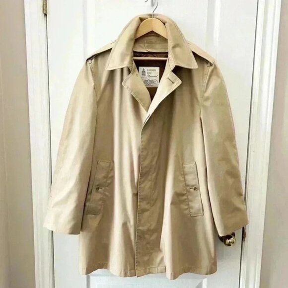 Vintage London Fog Maincoats Trench Coat Insulated Rain Topper Tan Beige 42Short - Picture 3 of 16